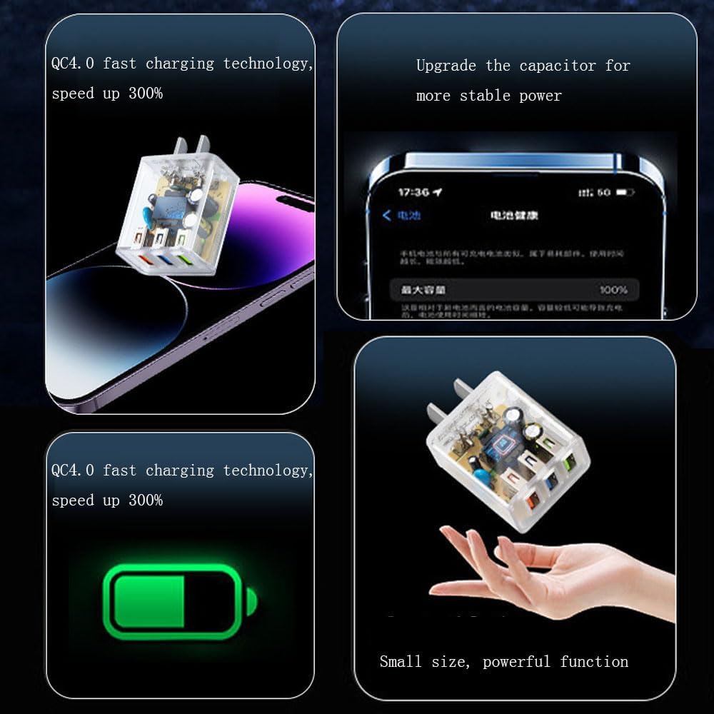 NOWORDUP® Transparent Intelligent QC4.0 Adapter (2/3/5 Ports)