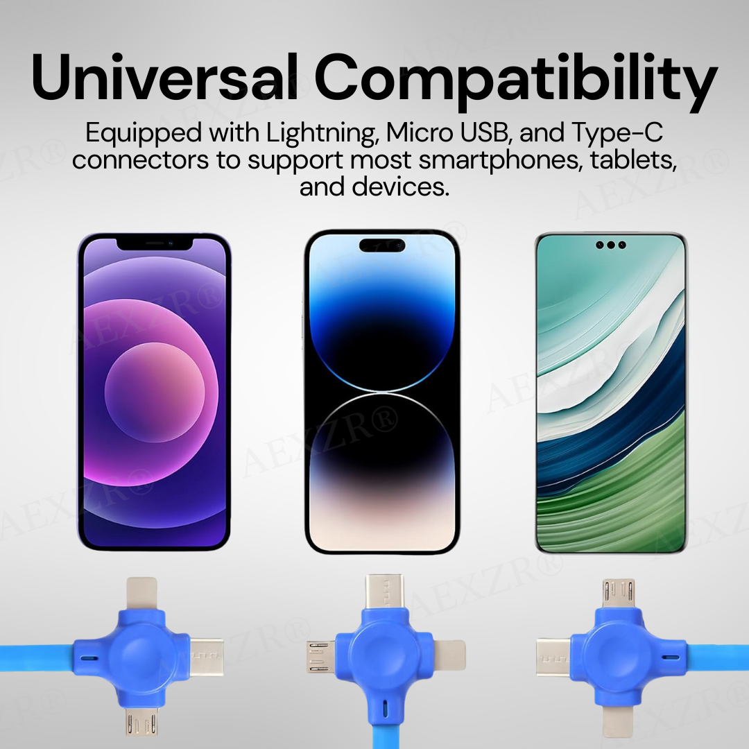 AEXZR® Three-in-One Charging Cable Roll 🅻🅸🅼🅸🆃🅴🅳 🅳🅸🆂🅲🅾🆄🅽🆃🆂 🆄🅿 🆃🅾 7️⃣0️⃣%