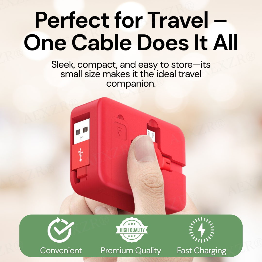 AEXZR® Three-in-One Charging Cable Roll 🅻🅸🅼🅸🆃🅴🅳 🅳🅸🆂🅲🅾🆄🅽🆃🆂 🆄🅿 🆃🅾 7️⃣0️⃣%