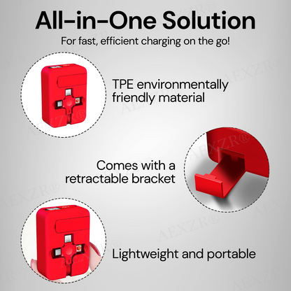 AEXZR® Three-in-One Charging Cable Roll 🅻🅸🅼🅸🆃🅴🅳 🅳🅸🆂🅲🅾🆄🅽🆃🆂 🆄🅿 🆃🅾 7️⃣0️⃣%