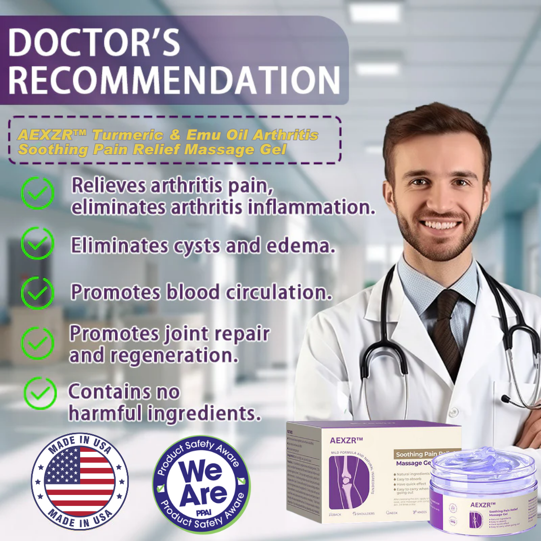 AEXZR™ Turmeric & Emu Oil Arthritis Soothing Pain Relief Massage Gel 👨‍⚕️American Osteopathic Association (AOA) Approved