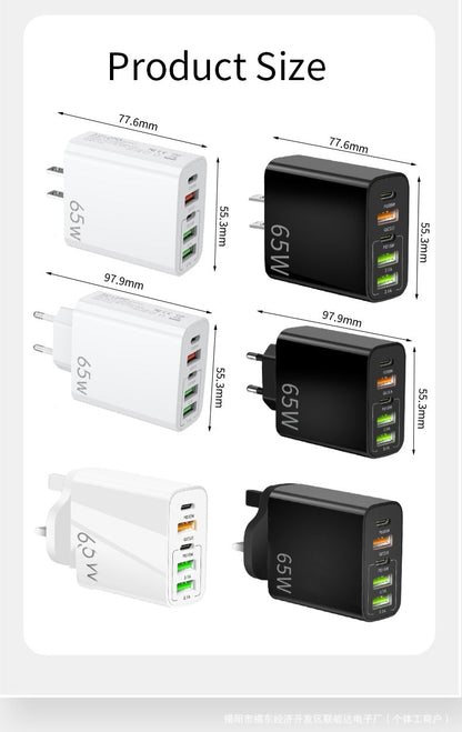 NOWORDUP® GaN 65W Intelligent Charger (3*USB-C +2*PD Type C)